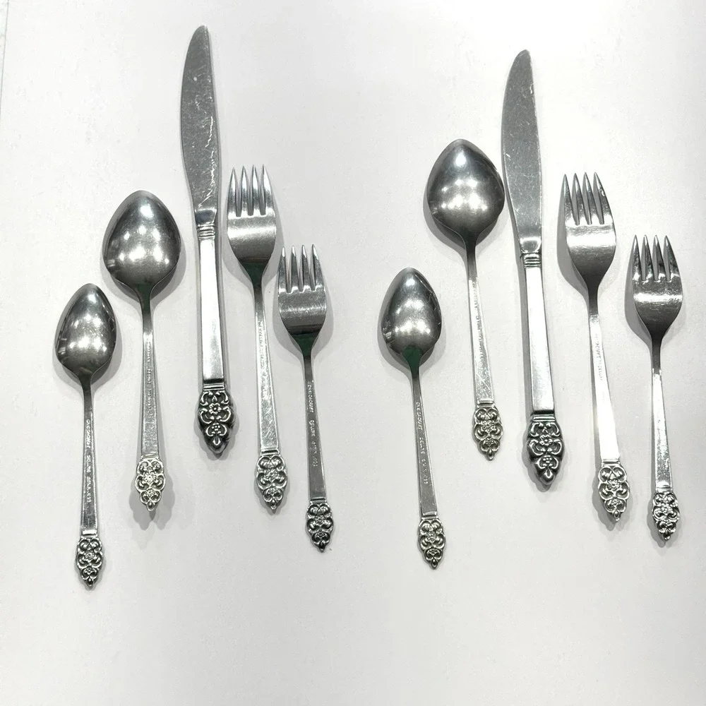 Oneida ONEIDACRAFT Deluxe NORDIC CROWN Service For 2 Stainless MCM Flatware